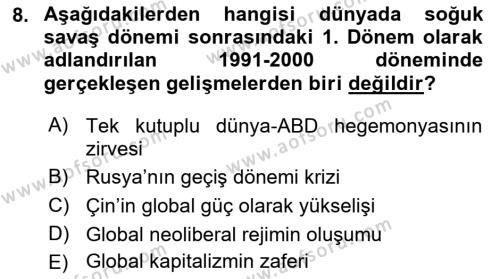 Dünya Ekonomisi Dersi 2022 - 2023 Yılı (Final) Dönem Sonu Sınavı 8. Soru