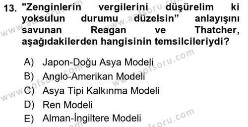 Dünya Ekonomisi Dersi 2022 - 2023 Yılı Yaz Okulu Sınavı 13. Soru