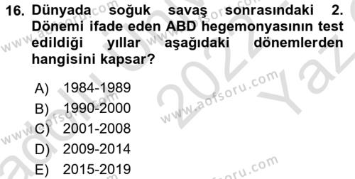 Dünya Ekonomisi Dersi 2022 - 2023 Yılı Yaz Okulu Sınavı 16. Soru