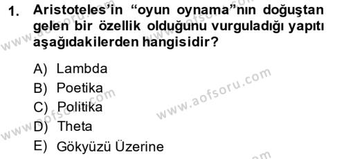 Türk Tiyatrosu Dersi 2014 - 2015 Yılı Tek Ders Sınavı 1. Soru