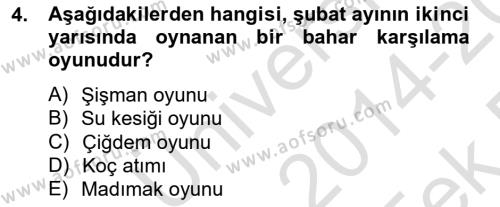 Türk Tiyatrosu Dersi 2014 - 2015 Yılı Tek Ders Sınavı 4. Soru