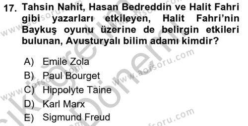 Türk Tiyatrosu Dersi 2016 - 2017 Yılı (Vize) Ara Sınavı 17. Soru