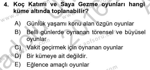 Türk Tiyatrosu Dersi 2016 - 2017 Yılı (Vize) Ara Sınavı 4. Soru