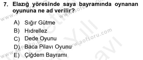 Türk Tiyatrosu Dersi 2017 - 2018 Yılı (Vize) Ara Sınavı 7. Soru