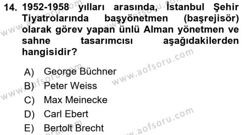 Türk Tiyatrosu Dersi 2018 - 2019 Yılı 3 Ders Sınavı 14. Soru