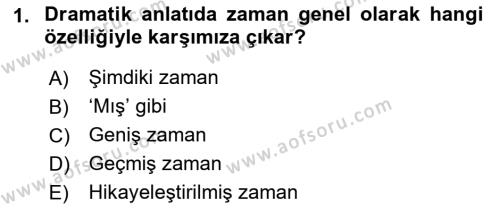 Türk Tiyatrosu Dersi 2018 - 2019 Yılı (Vize) Ara Sınavı 1. Soru