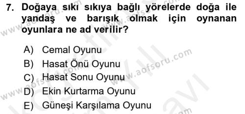 Türk Tiyatrosu Dersi 2018 - 2019 Yılı (Vize) Ara Sınavı 7. Soru