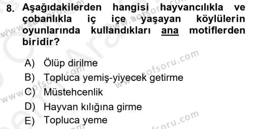 Türk Tiyatrosu Dersi 2018 - 2019 Yılı (Vize) Ara Sınavı 8. Soru