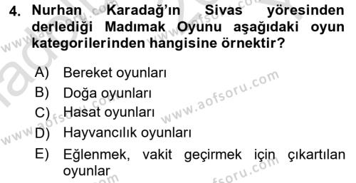 Türk Tiyatrosu Dersi 2020 - 2021 Yılı Yaz Okulu Sınavı 4. Soru