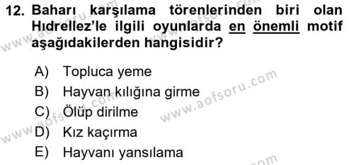 Türk Tiyatrosu Dersi 2021 - 2022 Yılı (Vize) Ara Sınavı 12. Soru