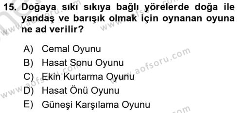 Türk Tiyatrosu Dersi 2021 - 2022 Yılı (Vize) Ara Sınavı 15. Soru