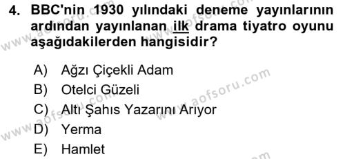 Türk Tiyatrosu Dersi 2021 - 2022 Yılı (Vize) Ara Sınavı 4. Soru