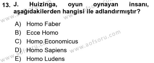 Türk Tiyatrosu Dersi 2021 - 2022 Yılı (Final) Dönem Sonu Sınavı 13. Soru