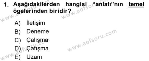 Türk Tiyatrosu Dersi 2021 - 2022 Yılı Yaz Okulu Sınavı 1. Soru