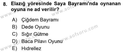 Türk Tiyatrosu Dersi 2021 - 2022 Yılı Yaz Okulu Sınavı 8. Soru