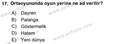 Türk Tiyatrosu Dersi 2022 - 2023 Yılı Yaz Okulu Sınavı 17. Soru