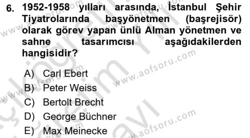 Türk Tiyatrosu Dersi 2022 - 2023 Yılı Yaz Okulu Sınavı 6. Soru