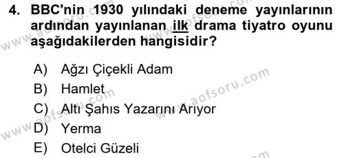 Türk Tiyatrosu Dersi 2023 - 2024 Yılı (Vize) Ara Sınavı 4. Soru