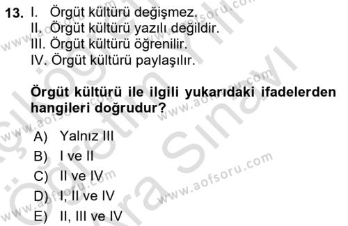 Konaklama Hizmetlerinde Kalite Yönetimi Dersi 2021 - 2022 Yılı (Vize) Ara Sınavı 13. Soru