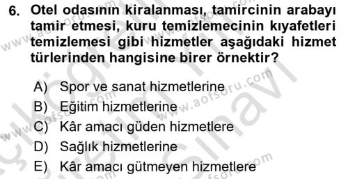 Konaklama Hizmetlerinde Kalite Yönetimi Dersi 2021 - 2022 Yılı (Vize) Ara Sınavı 6. Soru