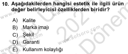 Konaklama Hizmetlerinde Kalite Yönetimi Dersi 2021 - 2022 Yılı (Final) Dönem Sonu Sınavı 10. Soru