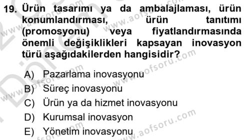 Konaklama Hizmetlerinde Kalite Yönetimi Dersi 2021 - 2022 Yılı (Final) Dönem Sonu Sınavı 19. Soru