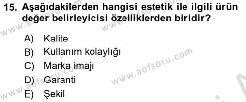 Konaklama Hizmetlerinde Kalite Yönetimi Dersi 2022 - 2023 Yılı Yaz Okulu Sınavı 15. Soru