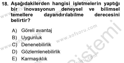 Konaklama Hizmetlerinde Kalite Yönetimi Dersi 2022 - 2023 Yılı Yaz Okulu Sınavı 18. Soru