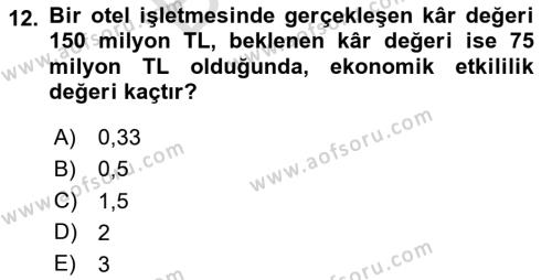 Konaklama Hizmetlerinde Kalite Yönetimi Dersi 2023 - 2024 Yılı (Final) Dönem Sonu Sınavı 12. Soru