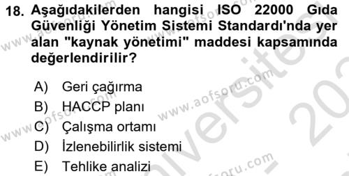 Konaklama Hizmetlerinde Kalite Yönetimi Dersi 2023 - 2024 Yılı (Final) Dönem Sonu Sınavı 18. Soru