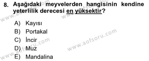 Tarım Ekonomisi Dersi 2018 - 2019 Yılı (Vize) Ara Sınavı 8. Soru