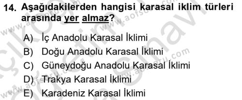 Tarım Ekonomisi Dersi 2023 - 2024 Yılı (Vize) Ara Sınavı 14. Soru