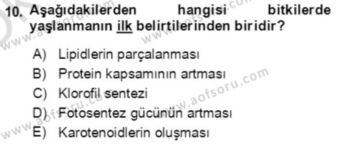 Bahçe Tarımı 1 Dersi 2020 - 2021 Yılı Yaz Okulu Sınavı 10. Soru