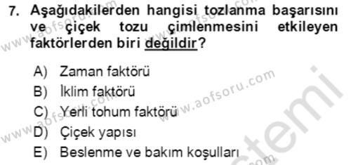 Bahçe Tarımı 1 Dersi 2020 - 2021 Yılı Yaz Okulu Sınavı 7. Soru