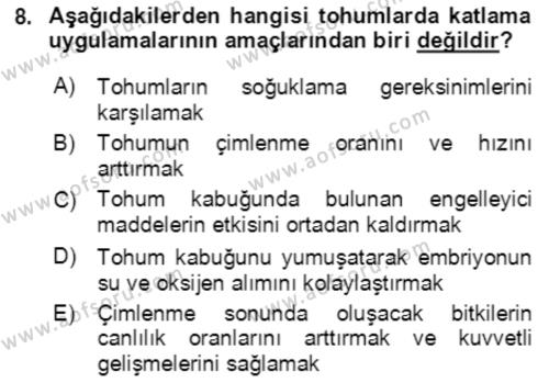 Bahçe Tarımı 1 Dersi 2021 - 2022 Yılı (Final) Dönem Sonu Sınavı 8. Soru