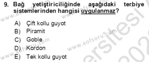 Bahçe Tarımı 1 Dersi 2021 - 2022 Yılı (Final) Dönem Sonu Sınavı 9. Soru