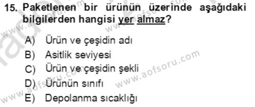 Bahçe Tarımı 1 Dersi 2021 - 2022 Yılı Yaz Okulu Sınavı 15. Soru