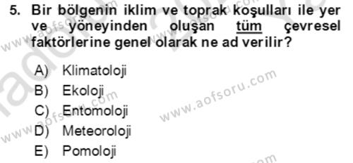 Bahçe Tarımı 1 Dersi 2021 - 2022 Yılı Yaz Okulu Sınavı 5. Soru