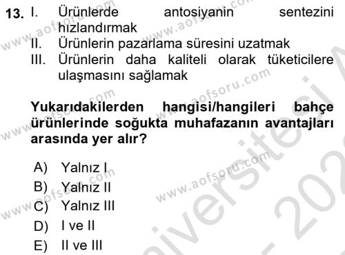 Bahçe Tarımı 1 Dersi 2022 - 2023 Yılı (Final) Dönem Sonu Sınavı 13. Soru