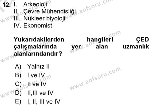 Ekoloji ve Çevre Bilgisi Dersi 2019 - 2020 Yılı (Final) Dönem Sonu Sınavı 12. Soru