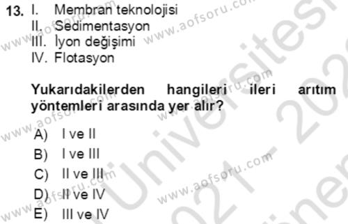 Ekoloji ve Çevre Bilgisi Dersi 2021 - 2022 Yılı (Final) Dönem Sonu Sınavı 13. Soru