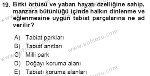 Ekoloji ve Çevre Bilgisi Dersi 2021 - 2022 Yılı (Final) Dönem Sonu Sınavı 19. Soru