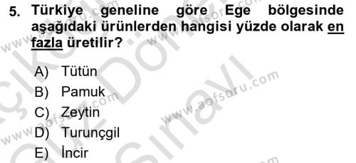 Ekoloji ve Çevre Bilgisi Dersi 2022 - 2023 Yılı (Final) Dönem Sonu Sınavı 5. Soru