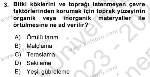 Ekoloji ve Çevre Bilgisi Dersi 2023 - 2024 Yılı (Final) Dönem Sonu Sınavı 3. Soru