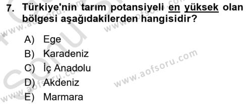 Ekoloji ve Çevre Bilgisi Dersi 2023 - 2024 Yılı (Final) Dönem Sonu Sınavı 7. Soru