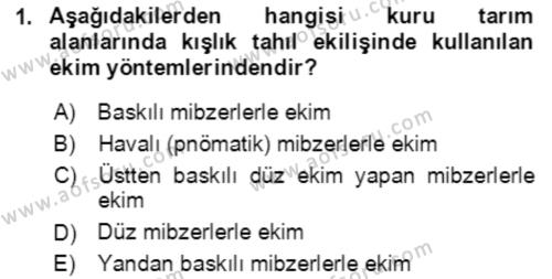 Tarla Bitkileri 1 Dersi 2020 - 2021 Yılı Yaz Okulu Sınavı 1. Soru