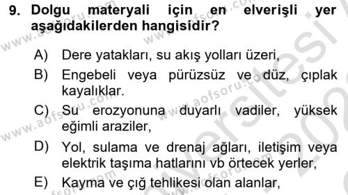 Toprak Bilgisi ve Bitki Besleme Dersi 2021 - 2022 Yılı Yaz Okulu Sınavı 9. Soru