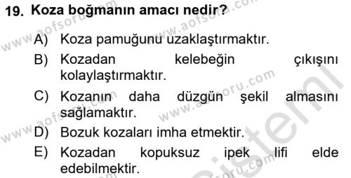 Hayvan Yetiştirme Dersi 2018 - 2019 Yılı 3 Ders Sınavı 19. Soru