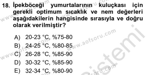 Hayvan Yetiştirme Dersi 2021 - 2022 Yılı Yaz Okulu Sınavı 18. Soru