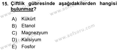 Hayvan Yetiştirme Dersi 2022 - 2023 Yılı (Vize) Ara Sınavı 15. Soru